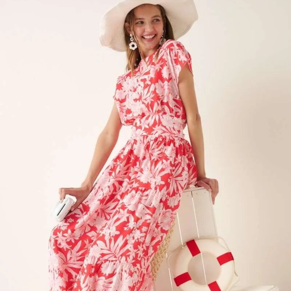 Mittoshop Tropical Print Top and‎ Skirt Set